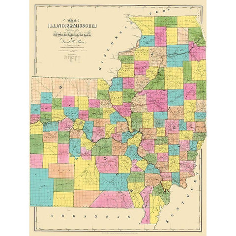 Illinois, Missouri - Burr 1839 White Modern Wood Framed Art Print by Burr