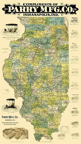 Illinois - Burford 1880 White Modern Wood Framed Art Print with Double Matting by Burford