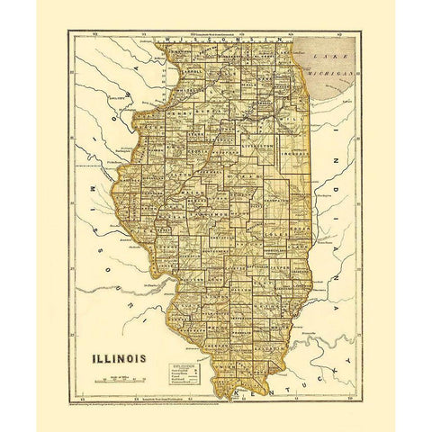 Illinois - Morse  1845 White Modern Wood Framed Art Print by Morse