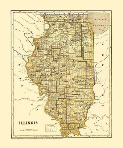 Illinois - Morse  1845 White Modern Wood Framed Art Print with Double Matting by Morse