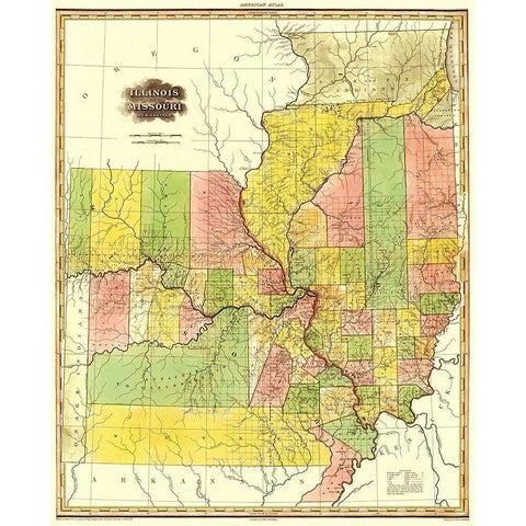 Illinois, Missouri - Tanner 1823 White Modern Wood Framed Art Print by Tanner