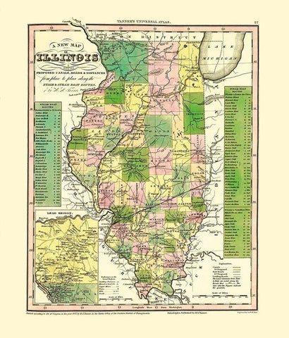 Stage, Steam Boat Routes - Tanner 1836 White Modern Wood Framed Art Print with Double Matting by Tanner