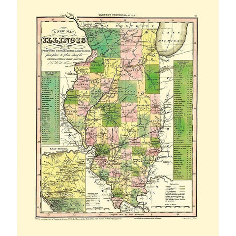 Stage, Steam Boat Routes - Tanner 1836 Black Modern Wood Framed Art Print by Tanner