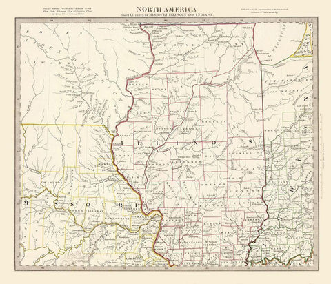 Illinois - Walker 1846 White Modern Wood Framed Art Print with Double Matting by Walker