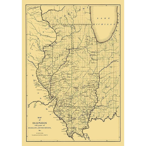 Illinois - Burr 1836 White Modern Wood Framed Art Print by Burr