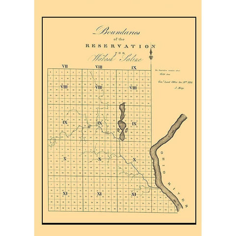 Wabash Saline Indian Reservation, Illinois 1816 Black Modern Wood Framed Art Print with Double Matting by Meigs