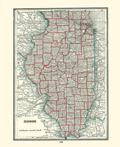 Illinois - Rathbun 1893 Black Ornate Wood Framed Art Print with Double Matting by Rathbun