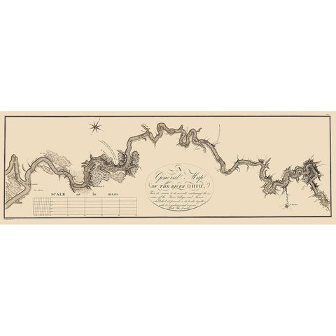 Ohio River Illinois - Collot 1796 Gold Ornate Wood Framed Art Print with Double Matting by Collot