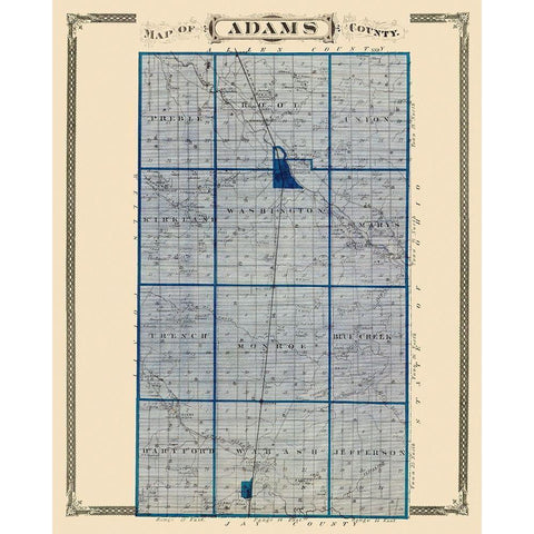 Adams Indiana Landowner - Andreas 1876 Black Modern Wood Framed Art Print with Double Matting by Andreas