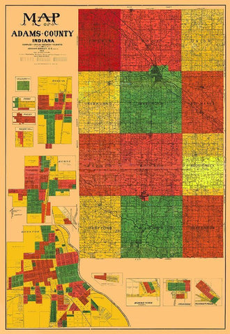 Adams Indiana Landowner - Boegley 1908 White Modern Wood Framed Art Print with Double Matting by Boegley