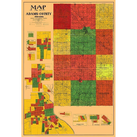 Adams Indiana Landowner - Boegley 1908 Black Modern Wood Framed Art Print with Double Matting by Boegley