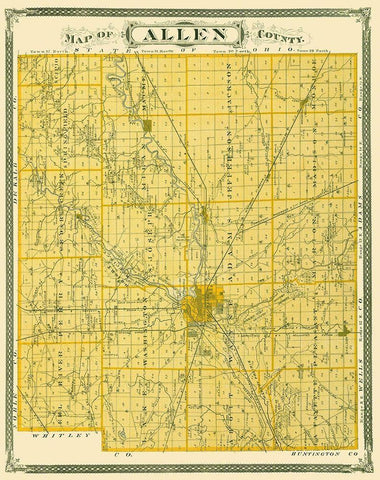 Allen Indiana Landowner - Andreas 1876 White Modern Wood Framed Art Print with Double Matting by Andreas