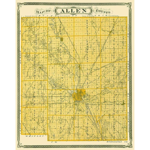 Allen Indiana Landowner - Andreas 1876 Gold Ornate Wood Framed Art Print with Double Matting by Andreas