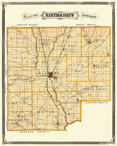 Bartholomew Indiana Landowner - Andreas 1876 White Modern Wood Framed Art Print with Double Matting by Andreas