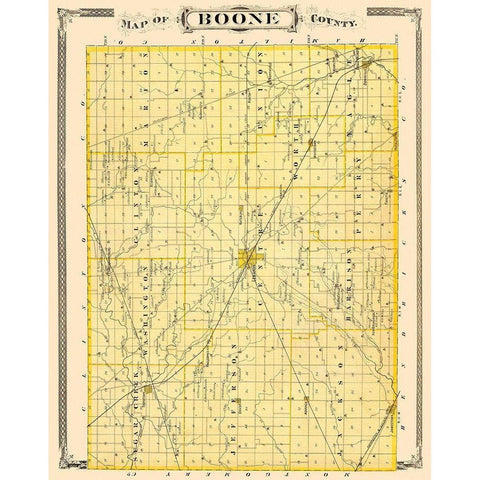 Boone Indiana - Andreas 1876 Black Modern Wood Framed Art Print with Double Matting by Andreas