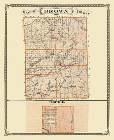 Brown Indiana Landowner - Andreas 1876 White Modern Wood Framed Art Print with Double Matting by Andreas