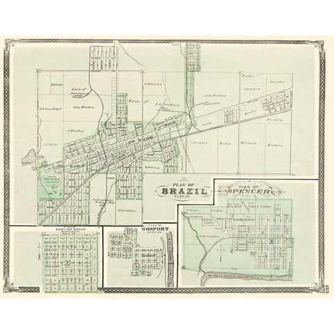 Brazil,Spencer, Bowling Green Indiana Landowner Black Modern Wood Framed Art Print with Double Matting by Baskin