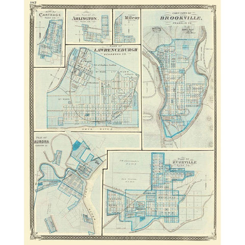 Brookeville, Rushville, Aurora, Lawrenceburgh Black Modern Wood Framed Art Print by Baskin