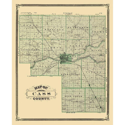 Cass Indiana Landowner - Andreas 1876 Black Modern Wood Framed Art Print with Double Matting by Andreas