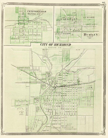Centreville, Dublin, Richmond Indiana - Baskin Black Ornate Wood Framed Art Print with Double Matting by Baskin