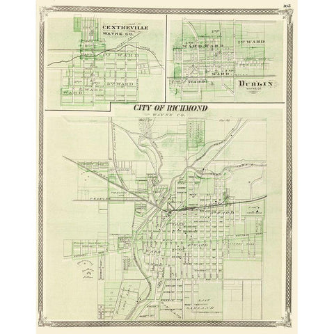 Centreville, Dublin, Richmond Indiana - Baskin White Modern Wood Framed Art Print by Baskin