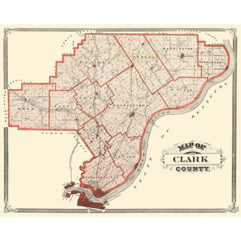 Clark Indiana - Baskin 1876 Gold Ornate Wood Framed Art Print with Double Matting by Baskin