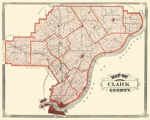 Clark Indiana - Baskin 1876 White Modern Wood Framed Art Print with Double Matting by Baskin