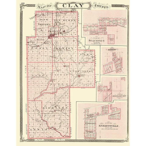 Clay Indiana - Baskin 1876 Gold Ornate Wood Framed Art Print with Double Matting by Baskin