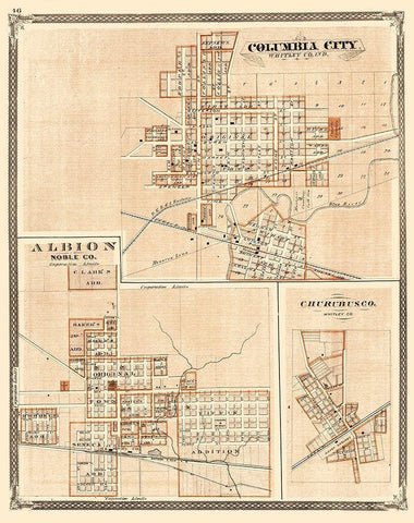 Columbus City, Abion, Churubusco Indiana White Modern Wood Framed Art Print with Double Matting by Baskin