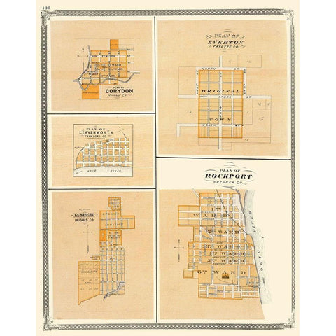 Corydon, Everton, Leavenworth, Jasper Indiana Gold Ornate Wood Framed Art Print with Double Matting by Baskin