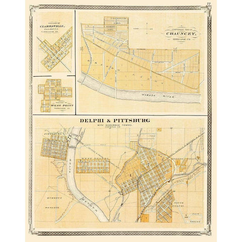 Delphi Indiana - Baskin 1876 White Modern Wood Framed Art Print by Baskin