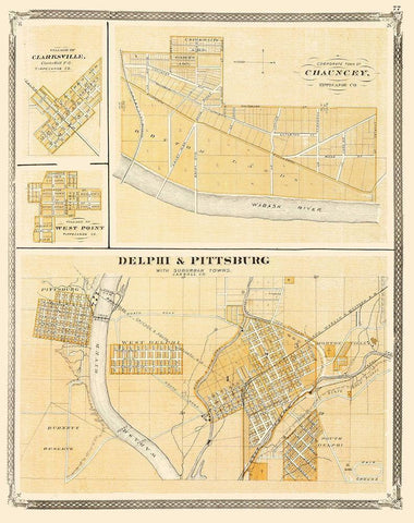 Delphi Indiana - Baskin 1876 White Modern Wood Framed Art Print with Double Matting by Baskin