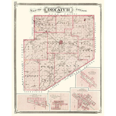 Decatur Indiana - Baskin 1876 Black Modern Wood Framed Art Print with Double Matting by Baskin
