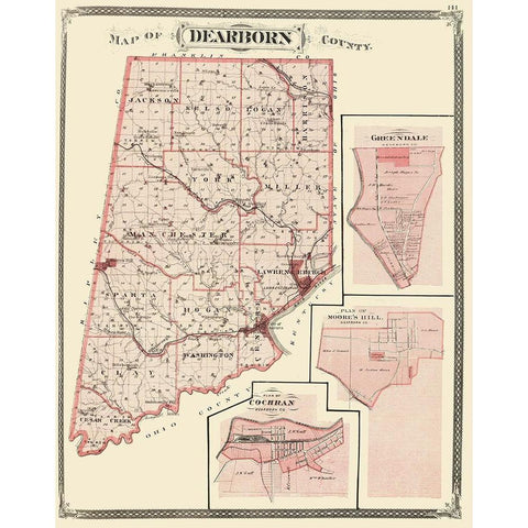 Dearborn Indiana - Baskin 1876 White Modern Wood Framed Art Print by Baskin