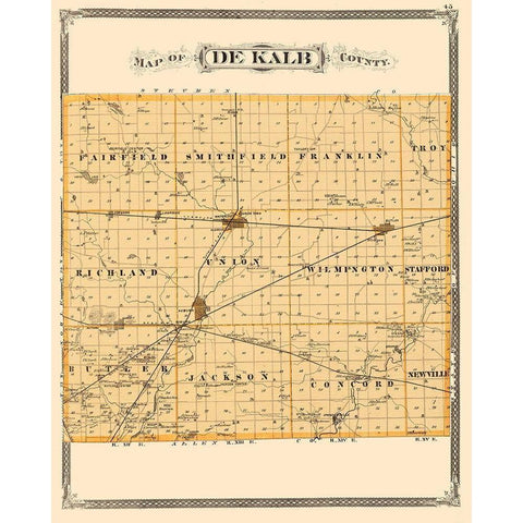 De Kalb Indiana Landowner - Baskin 1876 Black Modern Wood Framed Art Print by Baskin