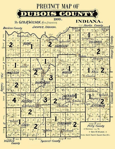 Dubois Indiana Precinct - Wilson 1900 White Modern Wood Framed Art Print with Double Matting by Wilson