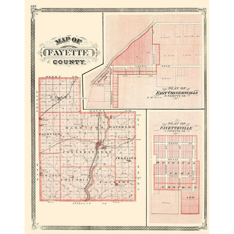 Fayette Indiana - Baskin 1876 Gold Ornate Wood Framed Art Print with Double Matting by Baskin