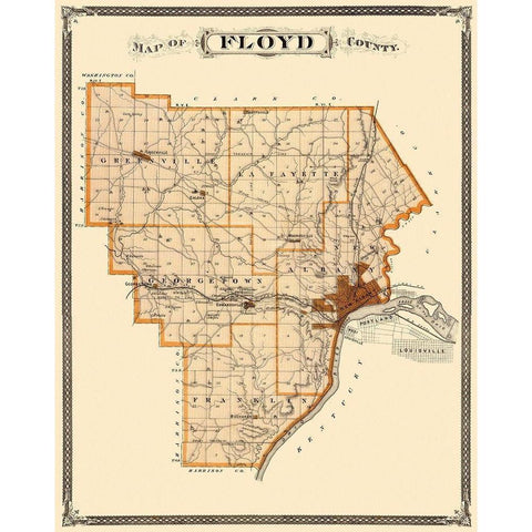 Floyd Indiana Landowner - Andreas 1876 Gold Ornate Wood Framed Art Print with Double Matting by Andreas