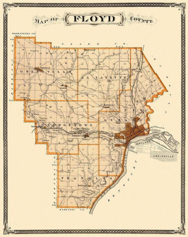 Floyd Indiana Landowner - Andreas 1876 White Modern Wood Framed Art Print with Double Matting by Andreas