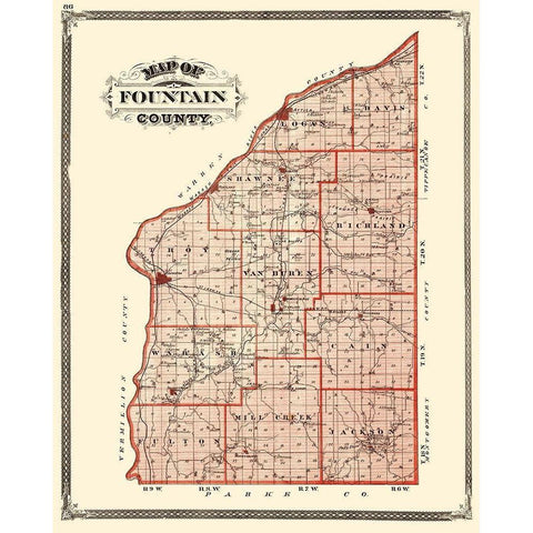 Fountain Indiana - Baskin 1876 Gold Ornate Wood Framed Art Print with Double Matting by Baskin