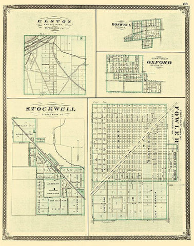 Fowler Indiana - Baskin 1876 White Modern Wood Framed Art Print with Double Matting by Baskin