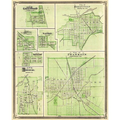 Franklin, Shelbyville, Greenwood Indiana White Modern Wood Framed Art Print by Baskin