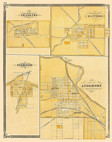 Frankton, Elwood, Pendleton, Anderson Indiana Black Ornate Wood Framed Art Print with Double Matting by Baskin