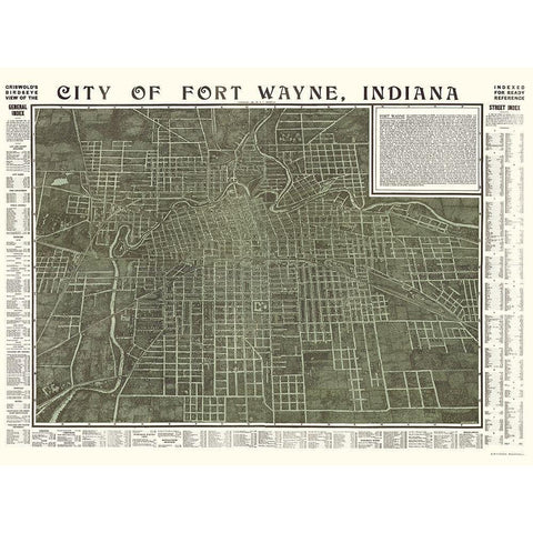 Fort Wayne Indiana - Hixson 1907 White Modern Wood Framed Art Print by Hixson