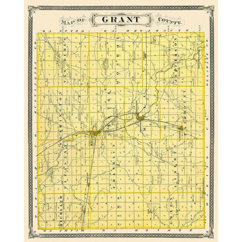 Grant Indiana Landowner - Andreas 1876 Gold Ornate Wood Framed Art Print with Double Matting by Andreas