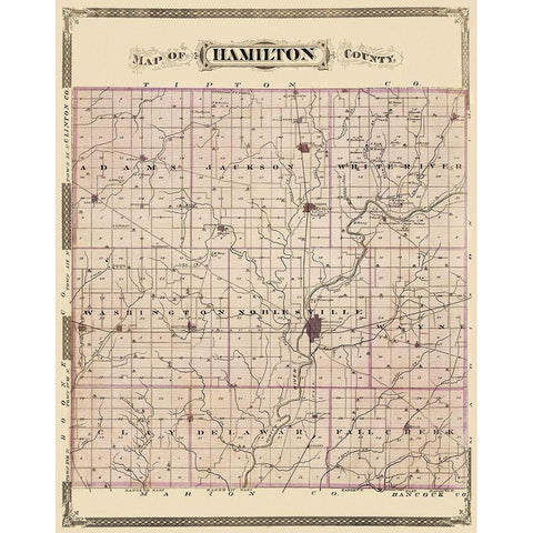 Hamilton Indiana Landowner - Andreas 1876 Black Modern Wood Framed Art Print with Double Matting by Andreas