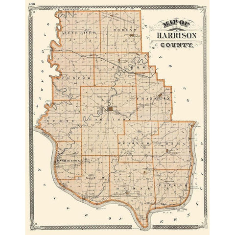 Harrison Indiana - Baskin 1876 Black Modern Wood Framed Art Print by Baskin