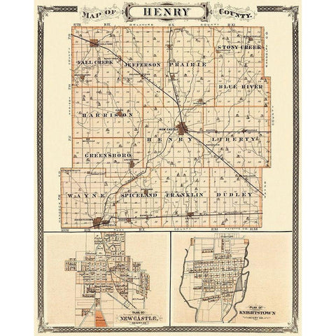 Henry Indiana Landowner - Andreas 1876 White Modern Wood Framed Art Print by Andreas