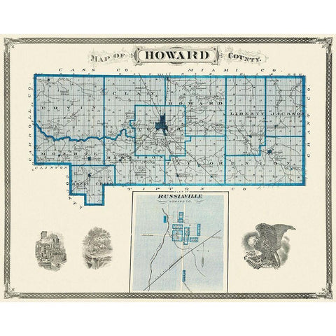 Howard Indiana Landowner - Andreas 1876 Gold Ornate Wood Framed Art Print with Double Matting by Andreas