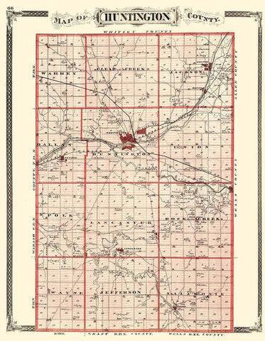 Huntington Indiana - Baskin 1876 White Modern Wood Framed Art Print with Double Matting by Baskin